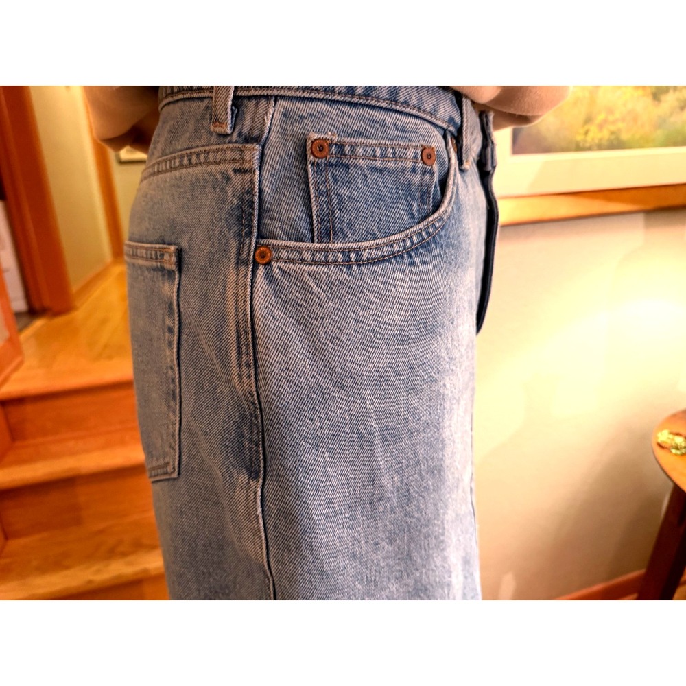 MNG Mango Skirt Women Medium Blue Slit Maxi Denim Streetwear - Picture 3 of 10